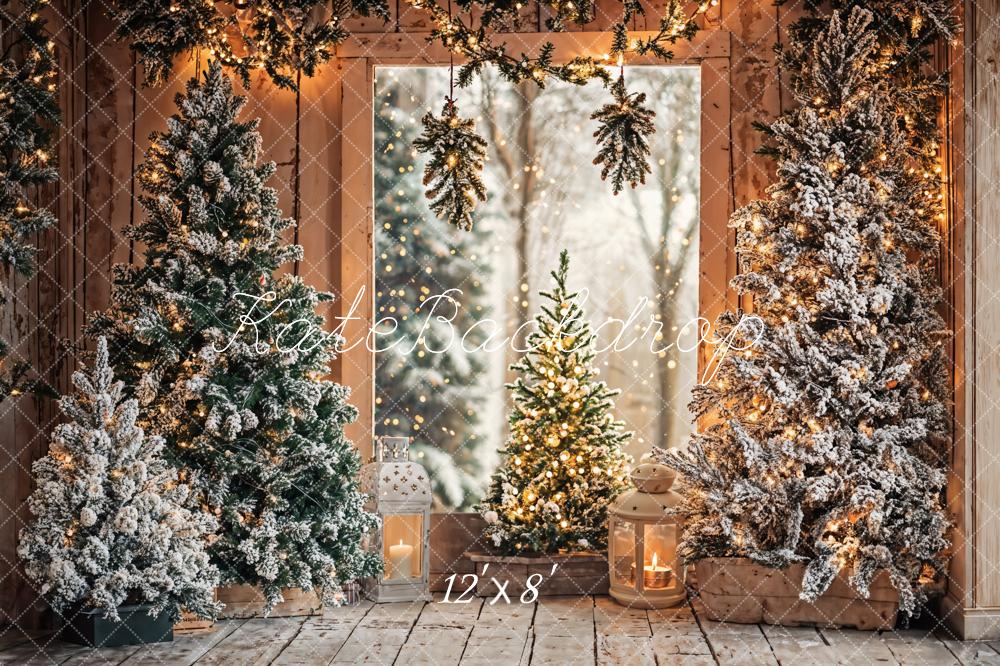 Kate Christmas Snowy Trees Lights Backdrop Designed by Emetselch - Image 6