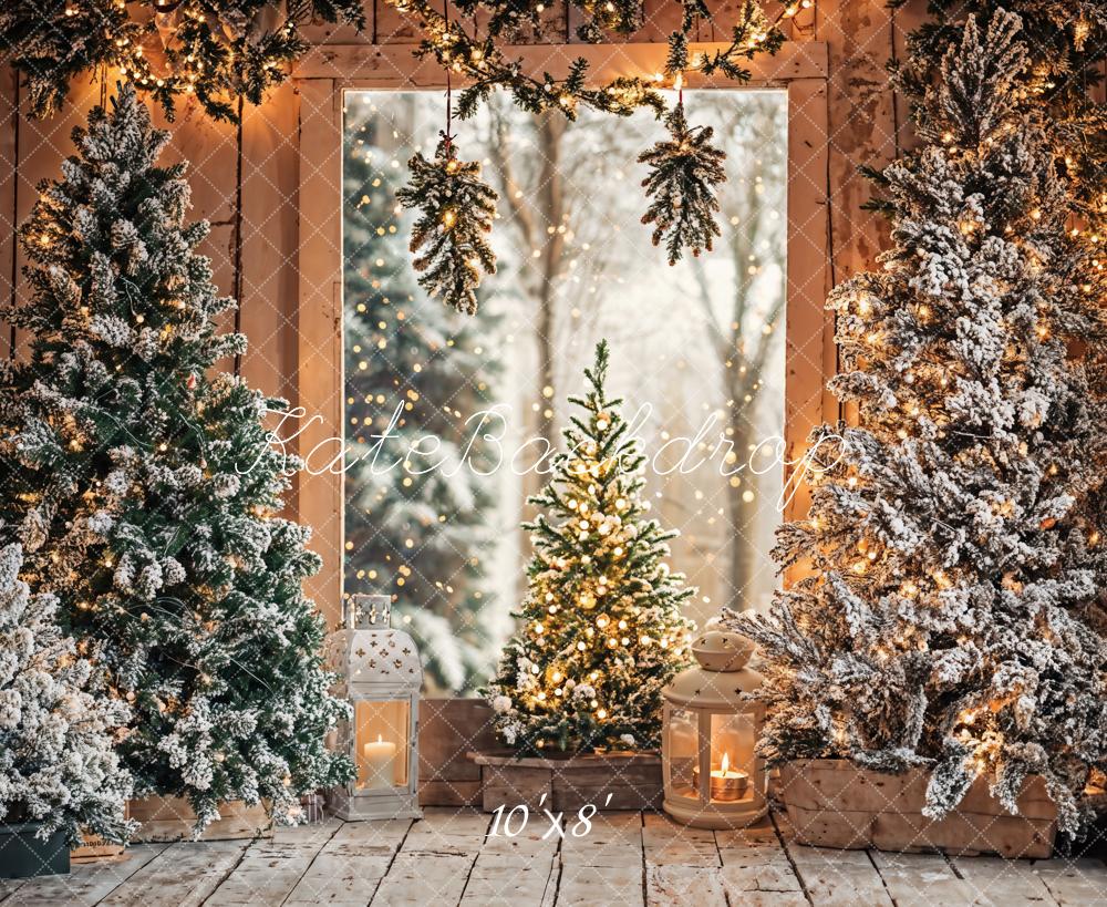Kate Christmas Snowy Trees Lights Backdrop Designed by Emetselch - Image 7