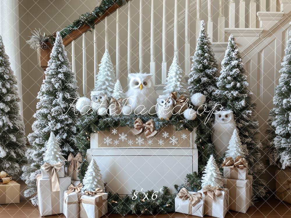 Kate Christmas Snowy Trees Owls Backdrop Designed by Mini MakeBelieve - Image 3