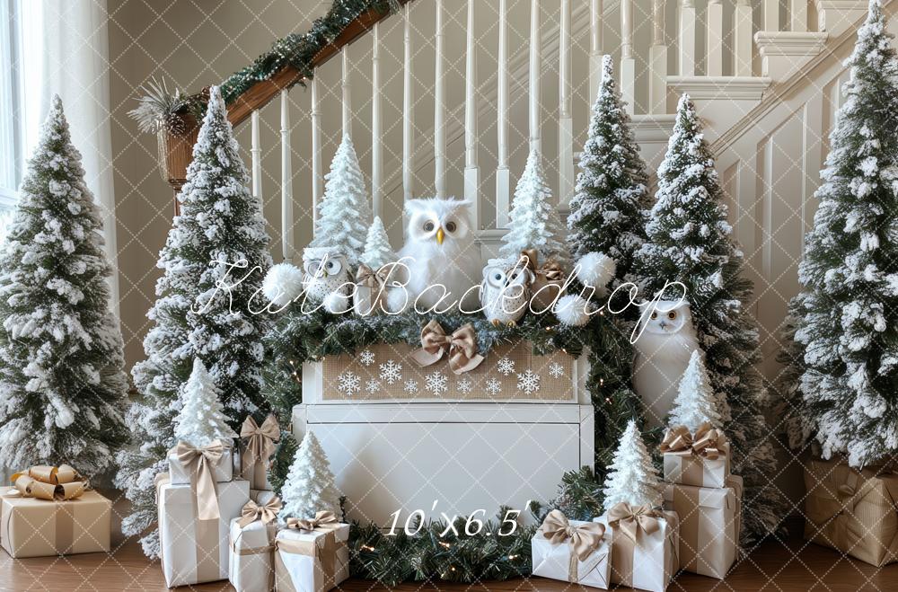 Kate Christmas Snowy Trees Owls Backdrop Designed by Mini MakeBelieve - Image 4