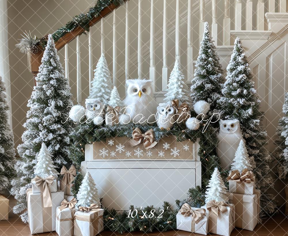 Kate Christmas Snowy Trees Owls Backdrop Designed by Mini MakeBelieve - Image 6