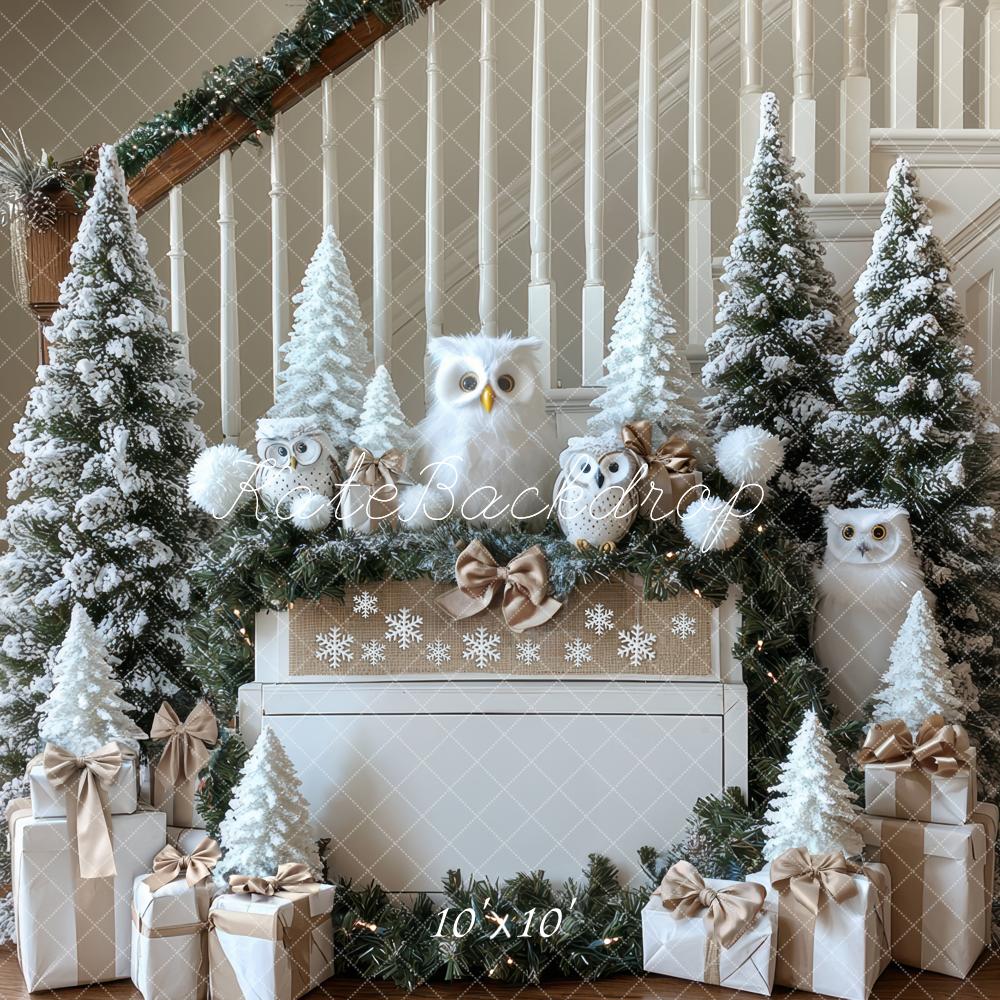 Kate Christmas Snowy Trees Owls Backdrop Designed by Mini MakeBelieve - Image 7