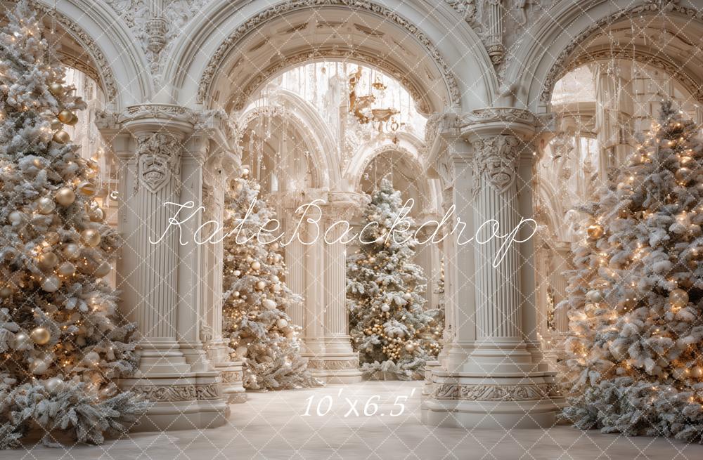 Kate Christmas Snowy Trees White Palace Backdrop Designed by Ashley Paul - Image 4
