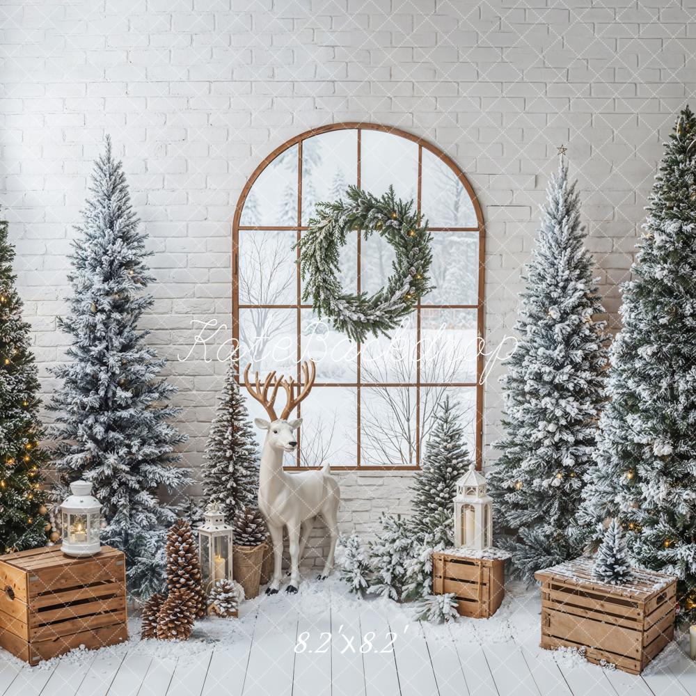 Kate Christmas Trees Window Reindeer Backdrop Designed by Emetselch - Image 5