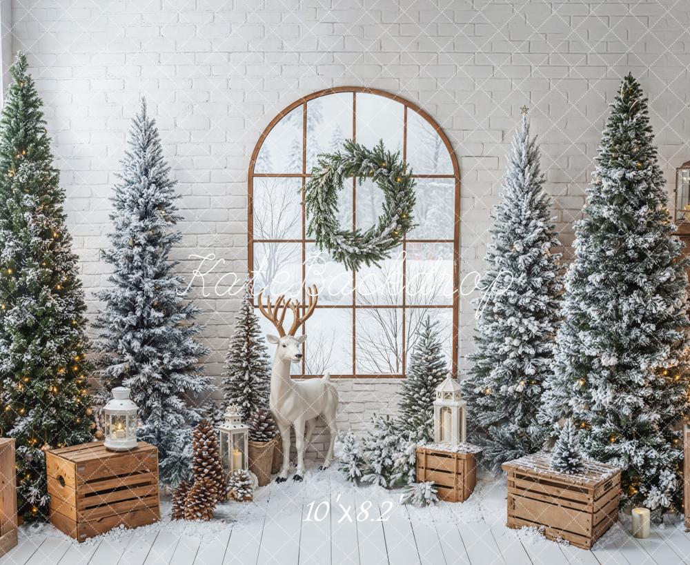 Kate Christmas Trees Window Reindeer Backdrop Designed by Emetselch - Image 6