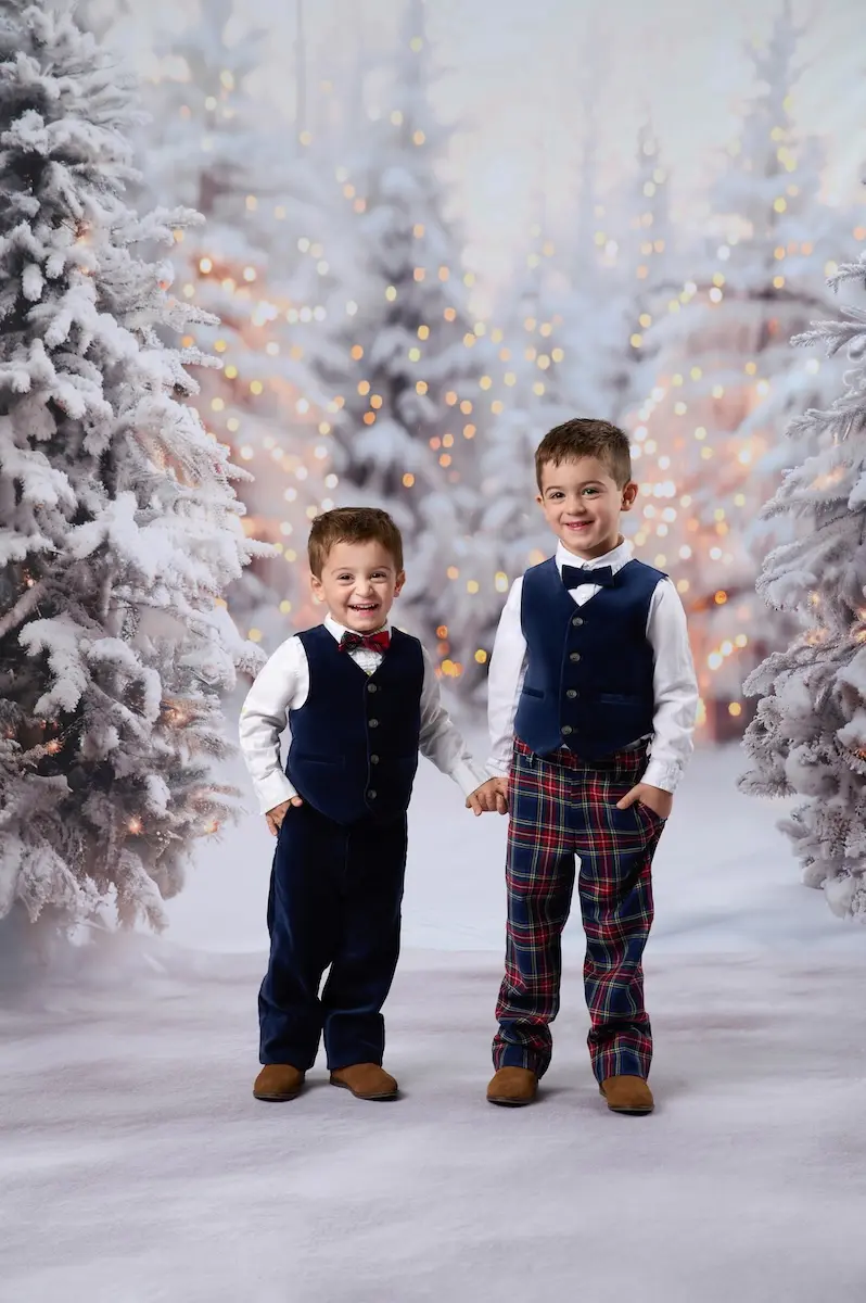 Kate Christmas Snowy White Forest Fence Backdrop Designed by Emetselch - Image 4