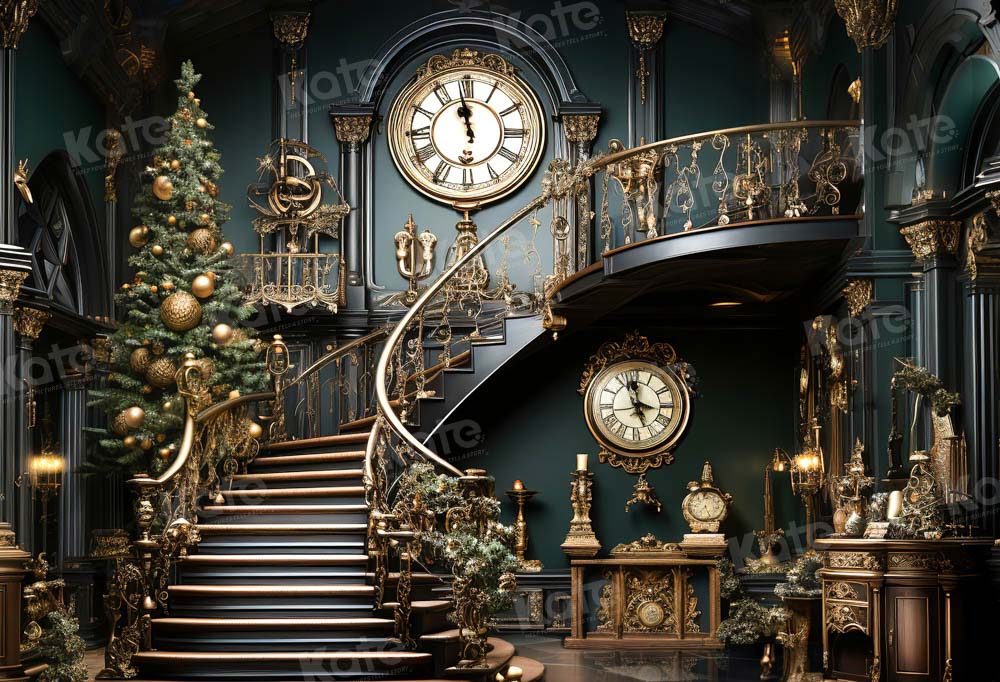 Kate Christmas Stair Clock Backdrop Designed by Chain Photography - Image 2
