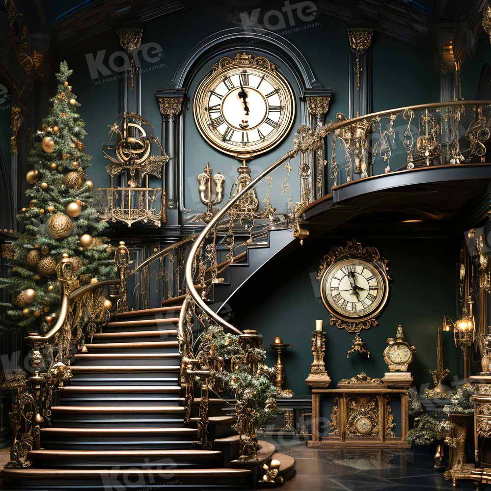 Kate Christmas Stair Clock Backdrop Designed by Chain Photography - Image 4