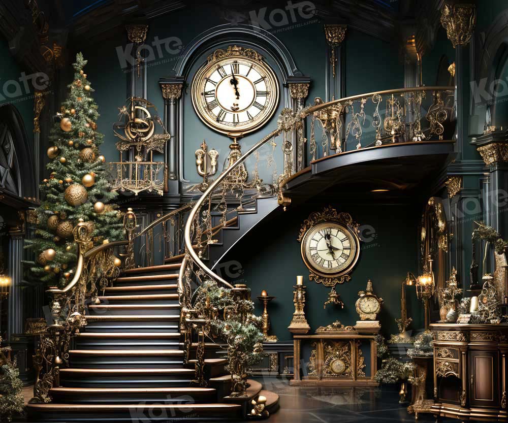 Kate Christmas Stair Clock Backdrop Designed by Chain Photography - Image 5