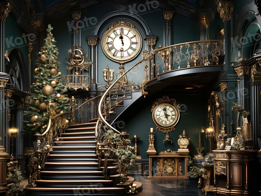 Kate Christmas Stair Clock Backdrop Designed by Chain Photography - Image 6