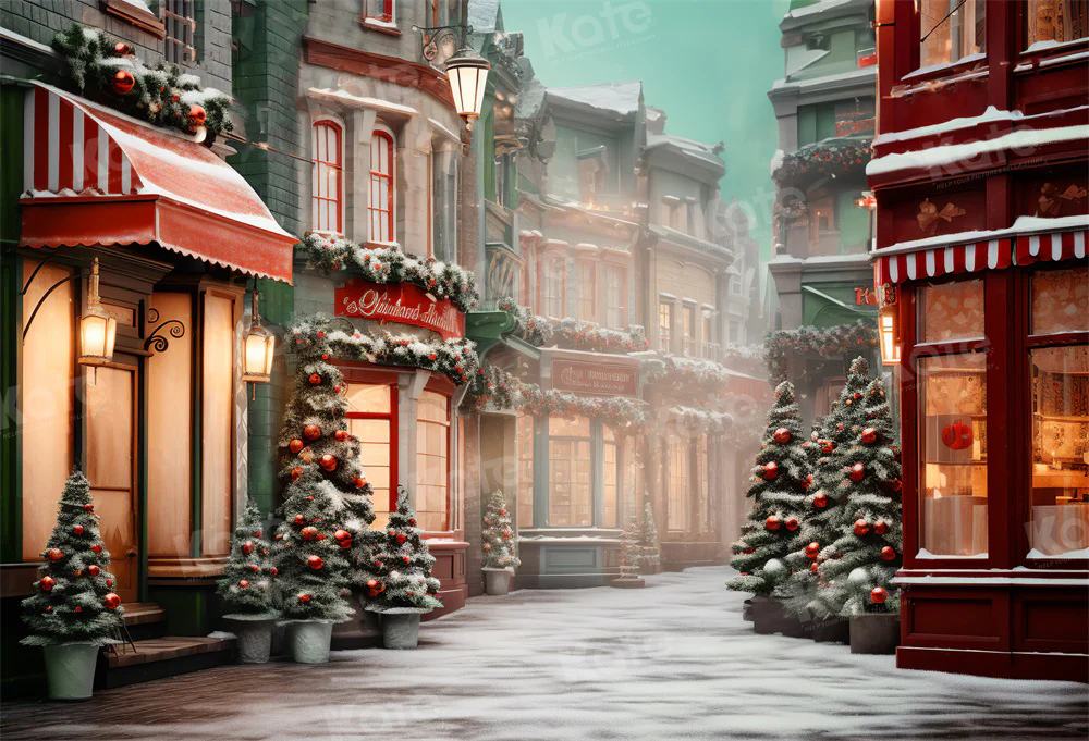 Kate Christmas Store Street Corner Backdrop for Photography - Image 2