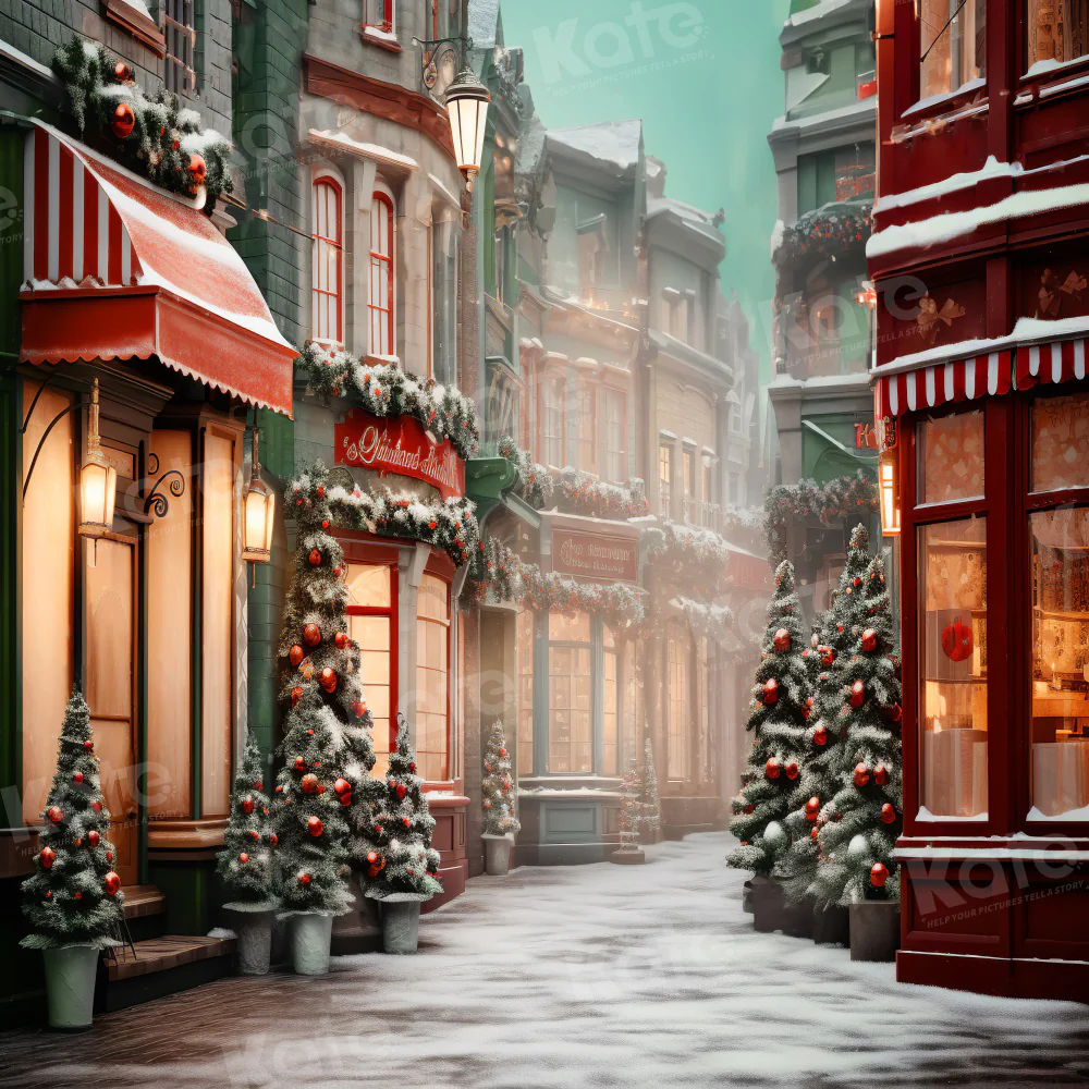 Kate Christmas Store Street Corner Backdrop for Photography - Image 3