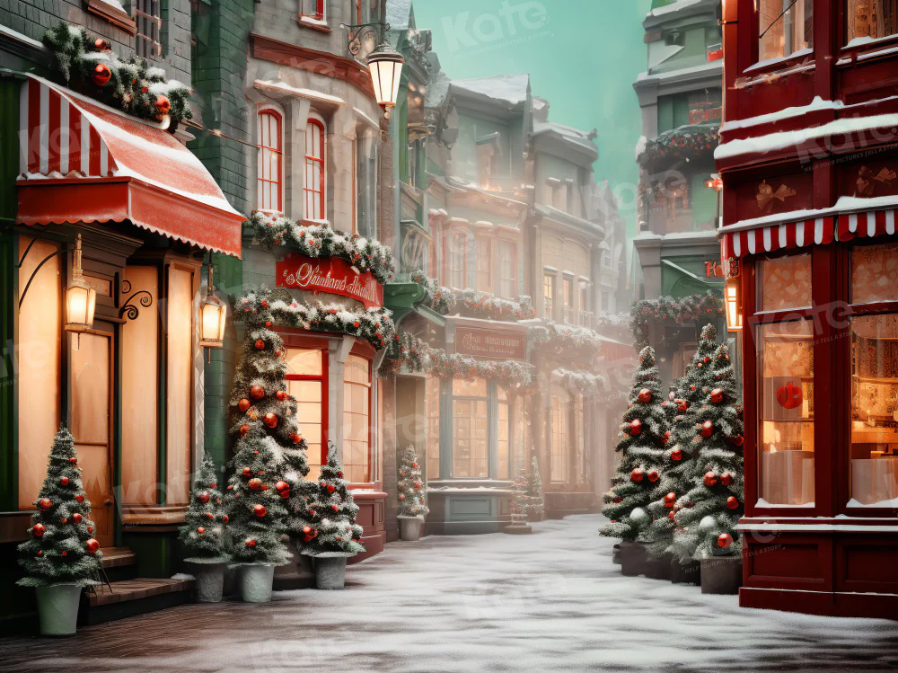 Kate Christmas Store Street Corner Backdrop for Photography - Image 4