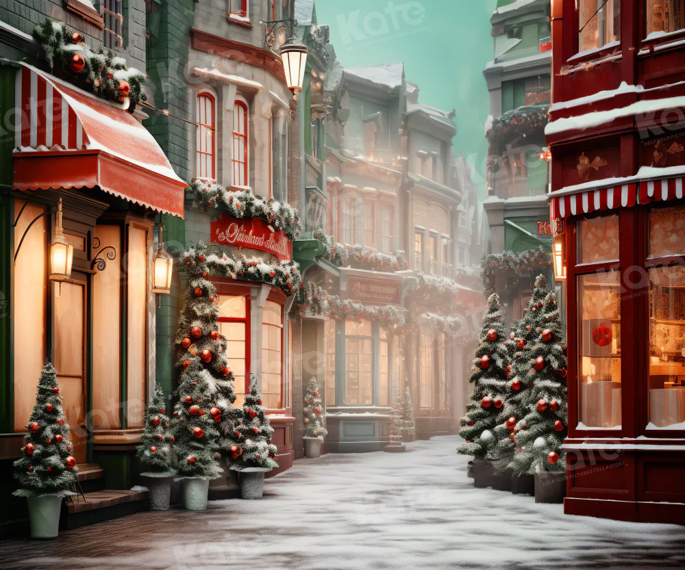 Kate Christmas Store Street Corner Backdrop for Photography - Image 5