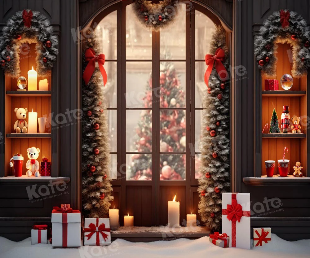 Kate Christmas Store Window Gifts Tree Backdrop Designed by Emetselch - Image 4