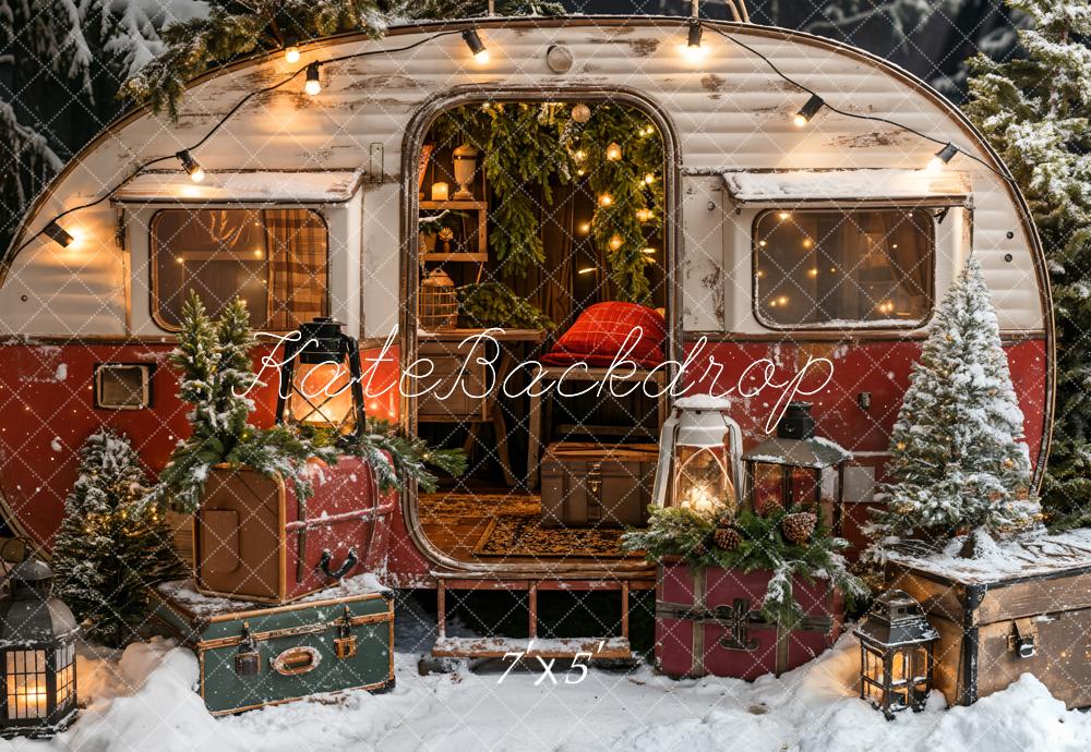 Kate Christmas Suitcase Camping Car Backdrop Designed by Emetselch - Image 2
