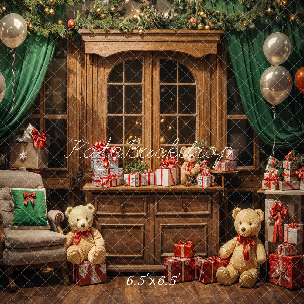 Kate Christmas Teddy Bear Balloon Gift Cabinet Backdrop Designed by Emetselch - Image 2
