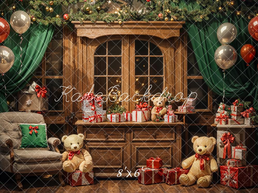 Kate Christmas Teddy Bear Balloon Gift Cabinet Backdrop Designed by Emetselch - Image 3