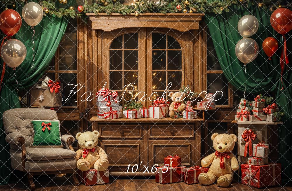 Kate Christmas Teddy Bear Balloon Gift Cabinet Backdrop Designed by Emetselch - Image 4