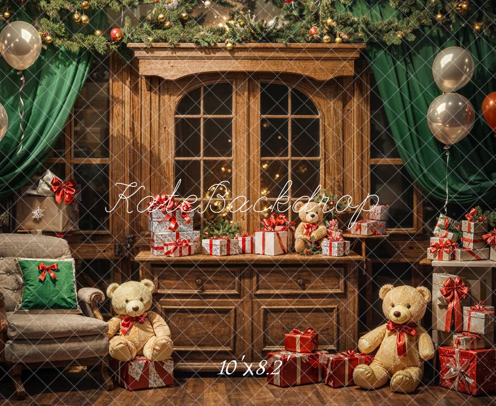 Kate Christmas Teddy Bear Balloon Gift Cabinet Backdrop Designed by Emetselch - Image 5