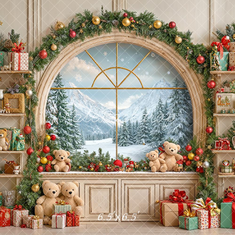 Kate Christmas Teddy Bear Gift Window Backdrop Designed by Emetselch - Image 2
