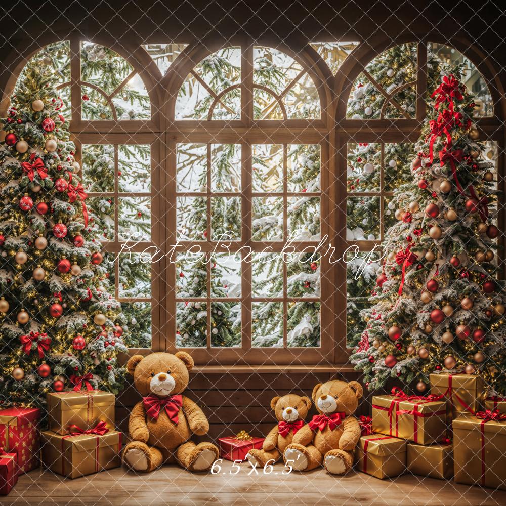 Kate Christmas Teddy Bear Gifts Arched Window Backdrop Designed by Emetselch - Image 2
