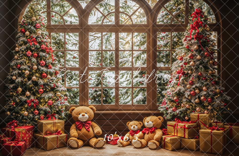 Kate Christmas Teddy Bear Gifts Arched Window Backdrop Designed by Emetselch - Image 4