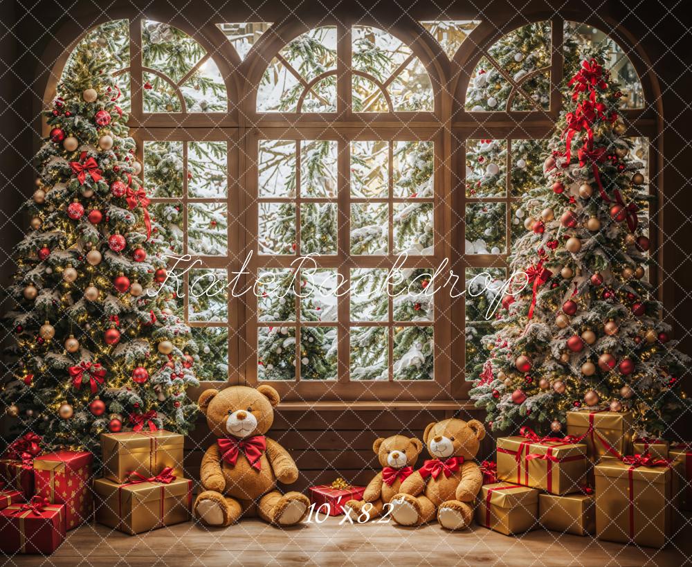 Kate Christmas Teddy Bear Gifts Arched Window Backdrop Designed by Emetselch - Image 5