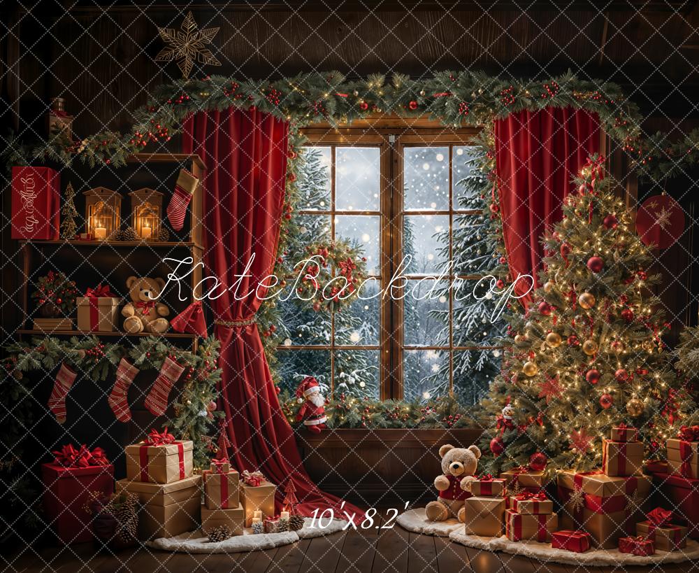 Kate Christmas Teddy Bear Curtain Window Backdrop Designed by Emetselch - Image 4