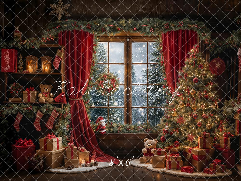 Kate Christmas Teddy Bear Curtain Window Backdrop Designed by Emetselch - Image 6