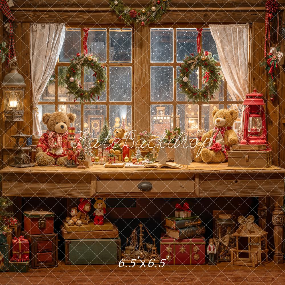 Kate Christmas Teddy Bears Window Room Backdrop Designed by Emetselch - Image 2