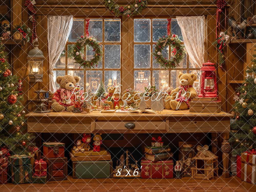 Kate Christmas Teddy Bears Window Room Backdrop Designed by Emetselch - Image 3