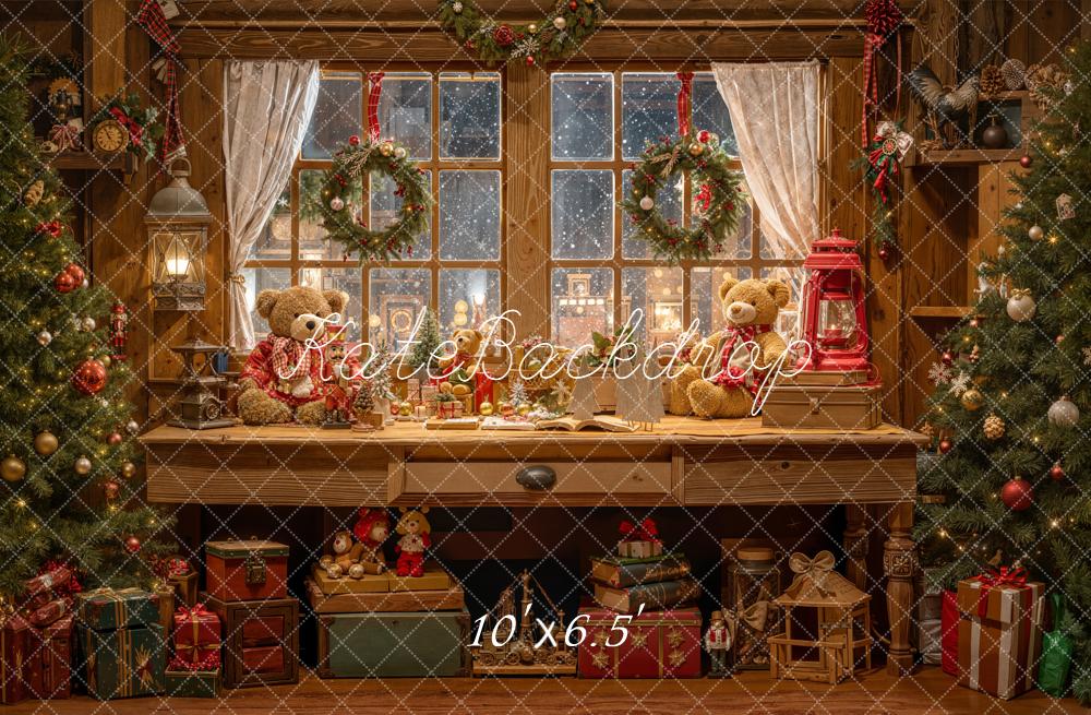 Kate Christmas Teddy Bears Window Room Backdrop Designed by Emetselch - Image 4
