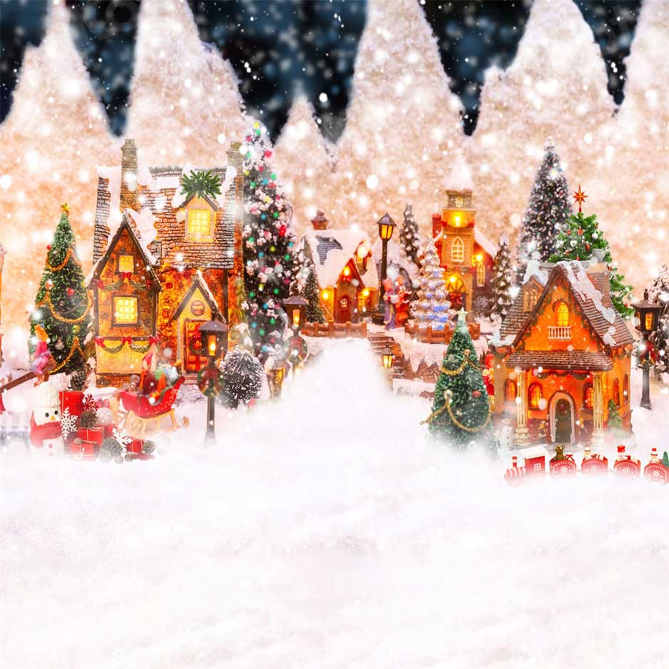 Kate Christmas Town Castle Winter Backdrop for Photography - Image 2