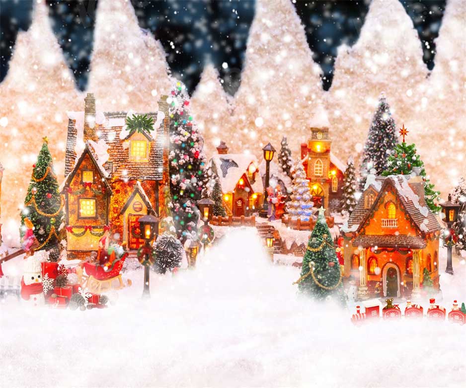 Kate Christmas Town Castle Winter Backdrop for Photography - Image 3