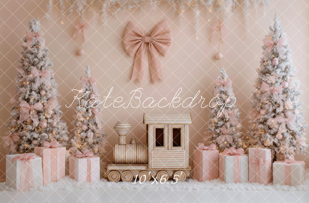Kate Christmas Train Pink Trees Gifts Backdrop Designed by Patty Robert - Image 4