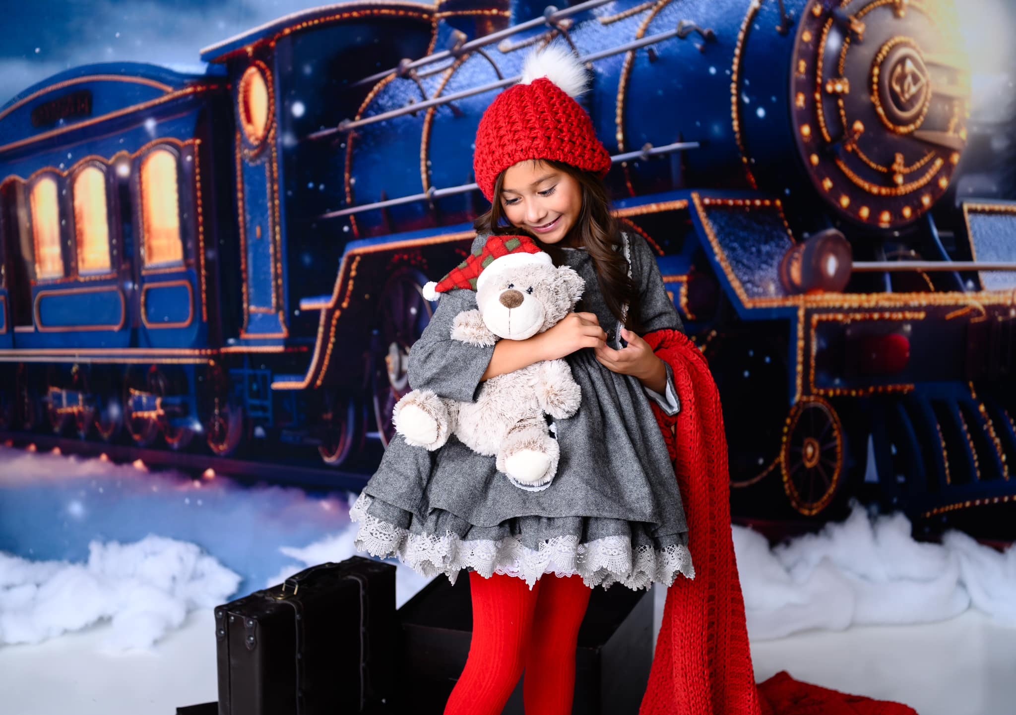 Kate Christmas Train Snowy Night Backdrop for Photography - Image 5