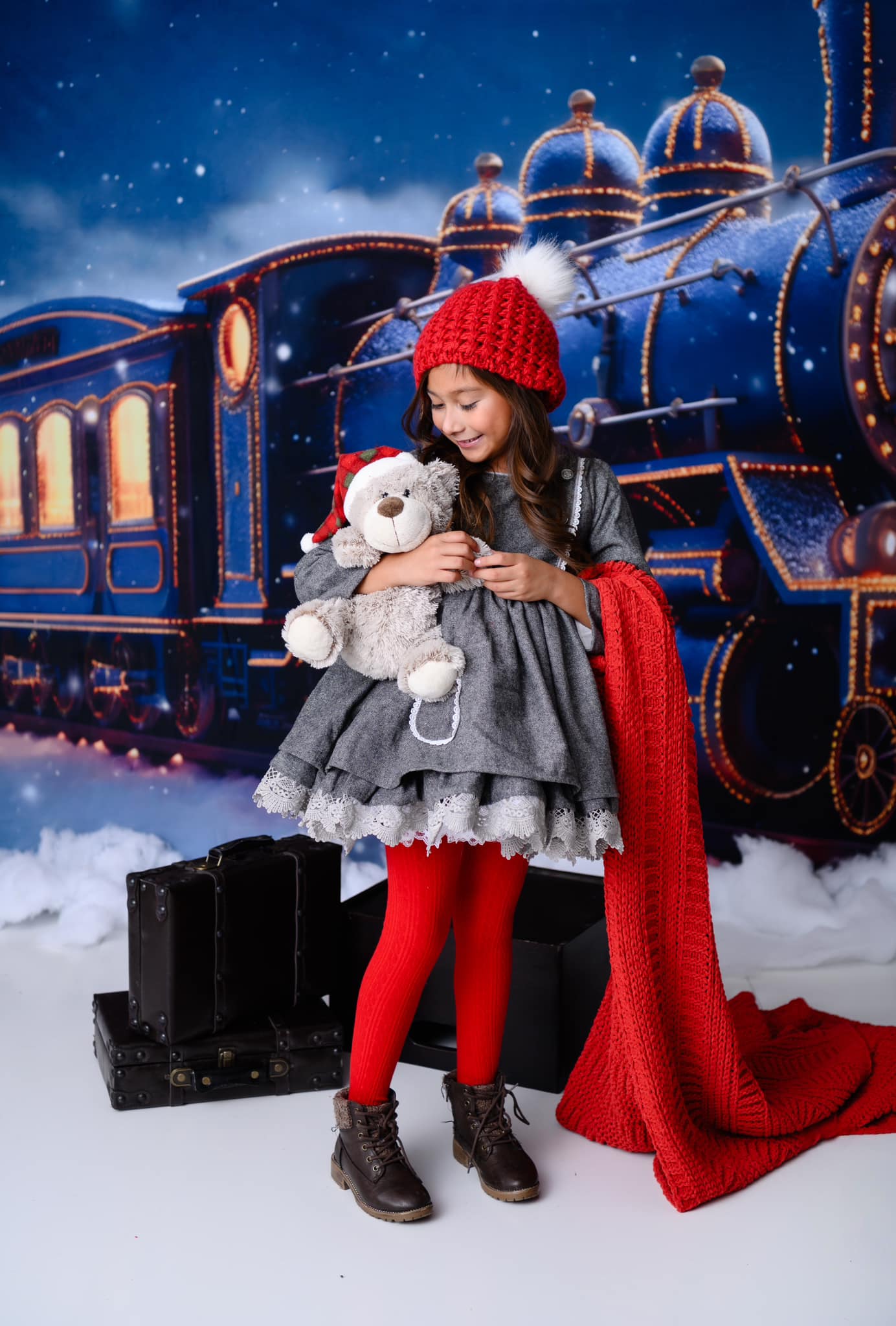 Kate Christmas Train Snowy Night Backdrop for Photography - Image 6