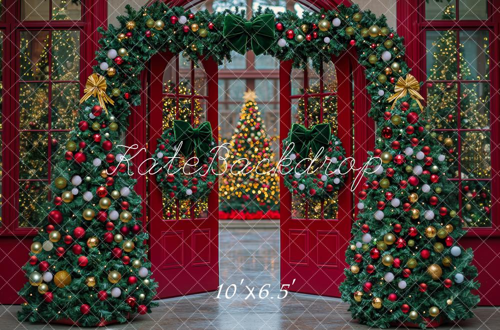 Kate Christmas Tree Arch Red Door Backdrop Designed by Mini MakeBelieve - Image 4
