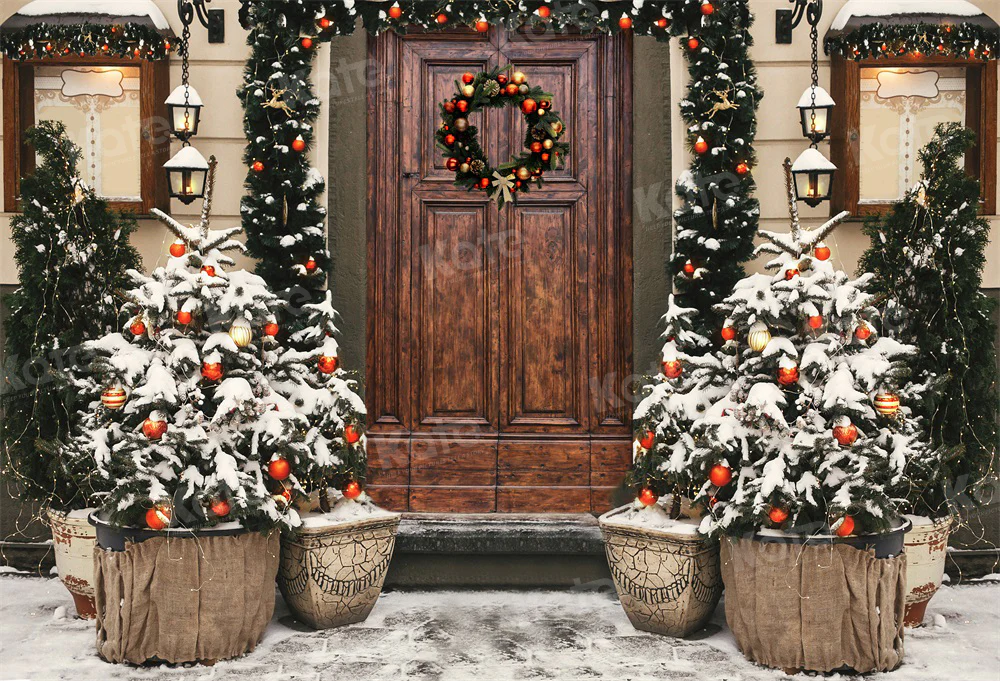 Kate Christmas Tree Arch Yard Backdrop for Photography