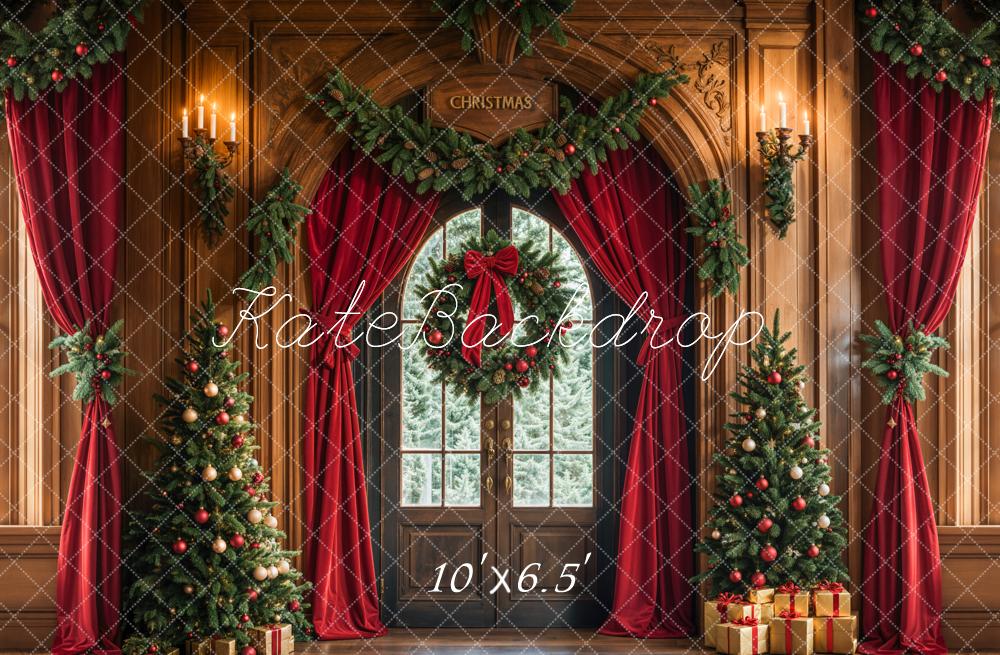 Kate Christmas Tree Arched Door Curtains Wreath Backdrop Designed by Emetselch - Image 4