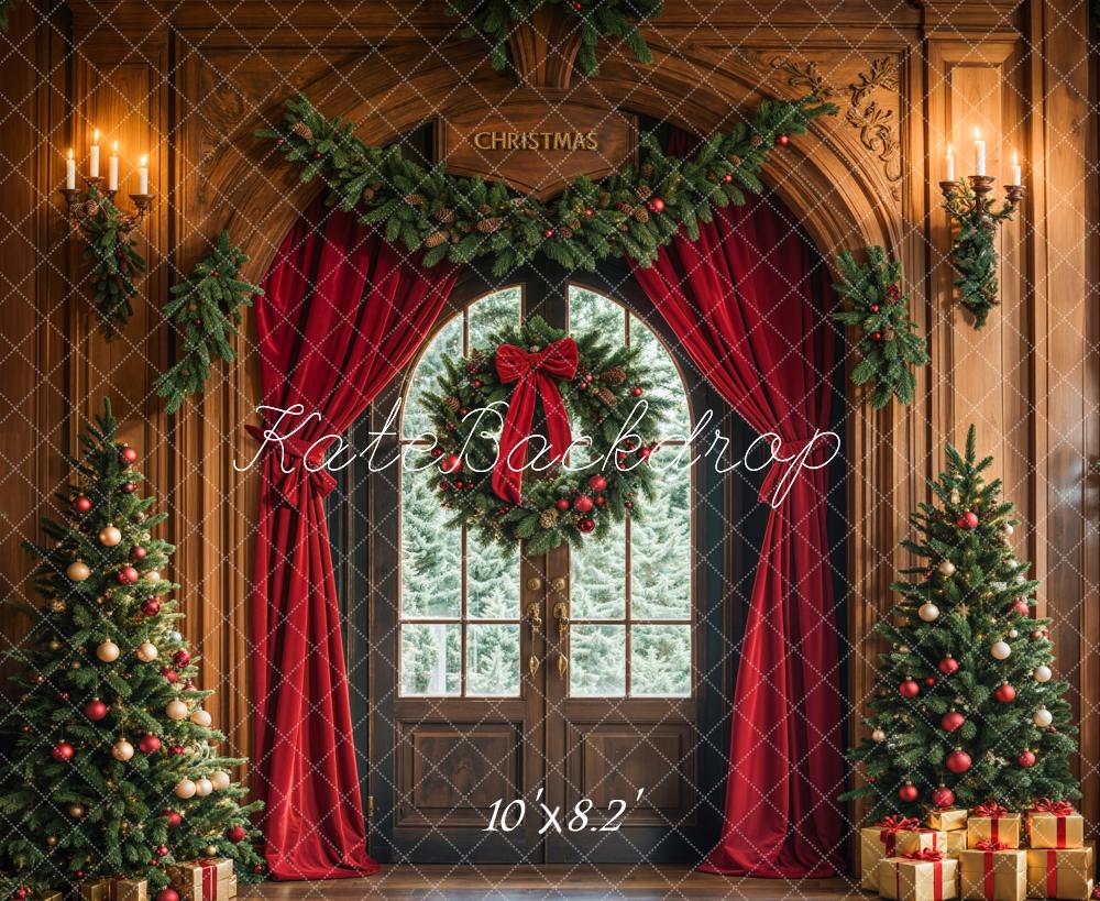 Kate Christmas Tree Arched Door Curtains Wreath Backdrop Designed by Emetselch - Image 5