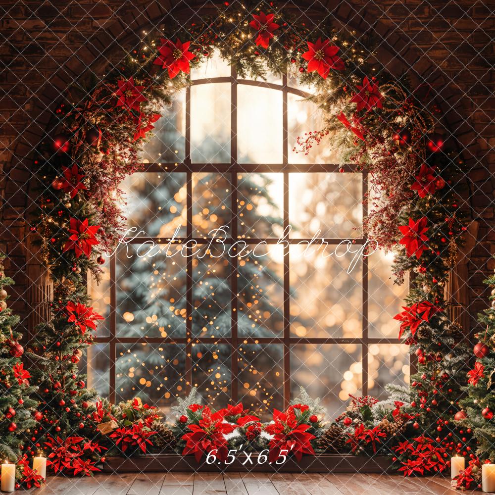Kate Christmas Tree Arched Window Brick Wall Backdrop Designed by Emetselch - Image 3