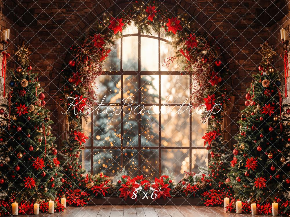 Kate Christmas Tree Arched Window Brick Wall Backdrop Designed by Emetselch - Image 4