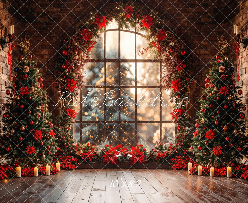 Kate Christmas Tree Arched Window Brick Wall Backdrop Designed by Emetselch - Image 6