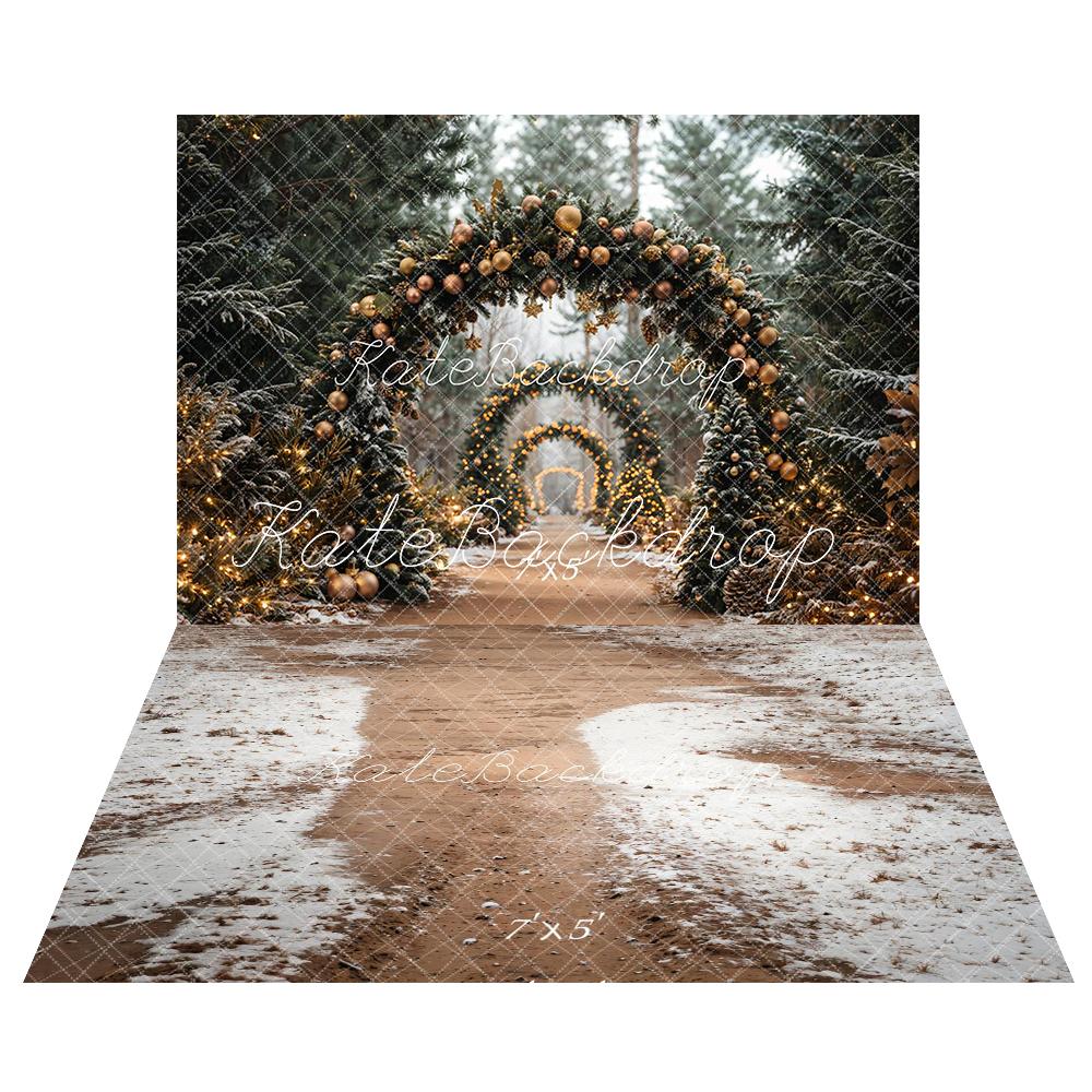 Kate Christmas Tree Archway Forest Backdrop+Winter Snowy Path Floor Backdrop - Image 2