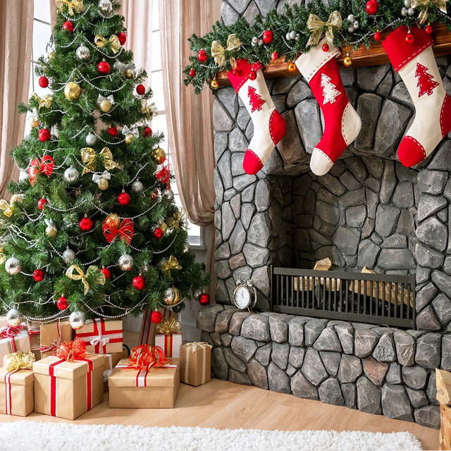 Kate Christmas Tree Backdrop Gift Stove Sock Props for Photography - Image 9
