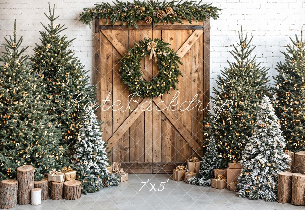 Kate Christmas Tree Barn Door Backdrop Designed by Emetselch - Image 2