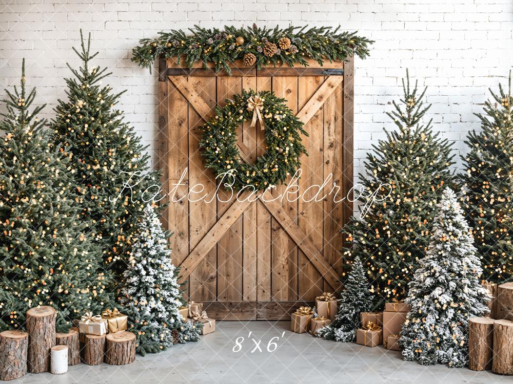 Kate Christmas Tree Barn Door Backdrop Designed by Emetselch - Image 4