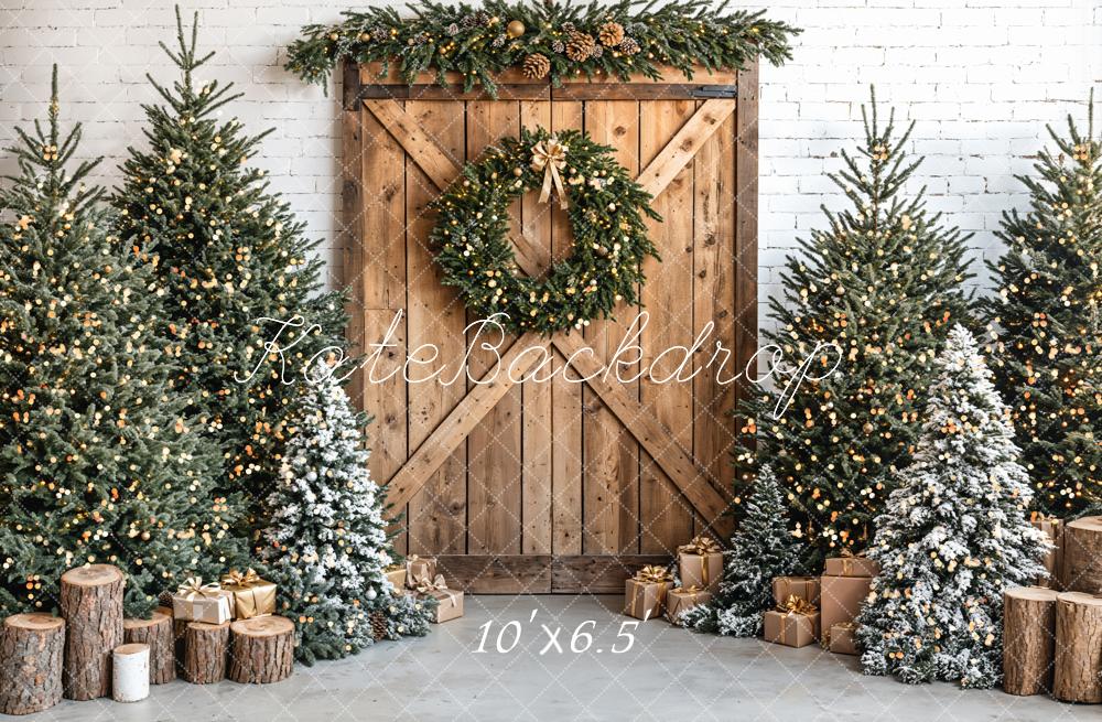 Kate Christmas Tree Barn Door Backdrop Designed by Emetselch - Image 5